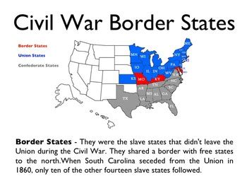 Border States During Civil War Map