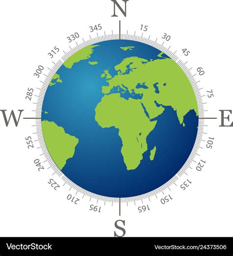 Compass with world map and white background Vector Image