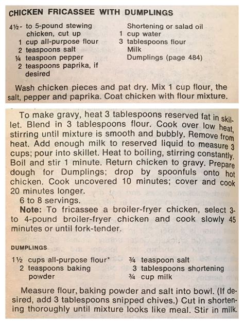 The best chicken n dumplings recipe from 1969 Betty Crocker cookbook. | Betty crocker recipes ...