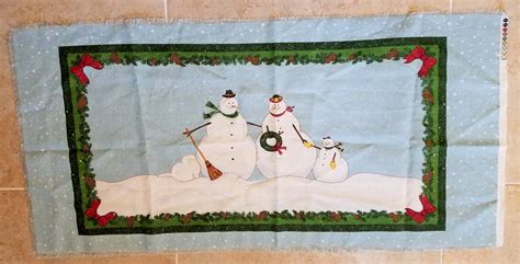 Snowman Scene Christmas Fabric Panel 35 x 17 | Etsy | Christmas fabric, Christmas fabric panels ...