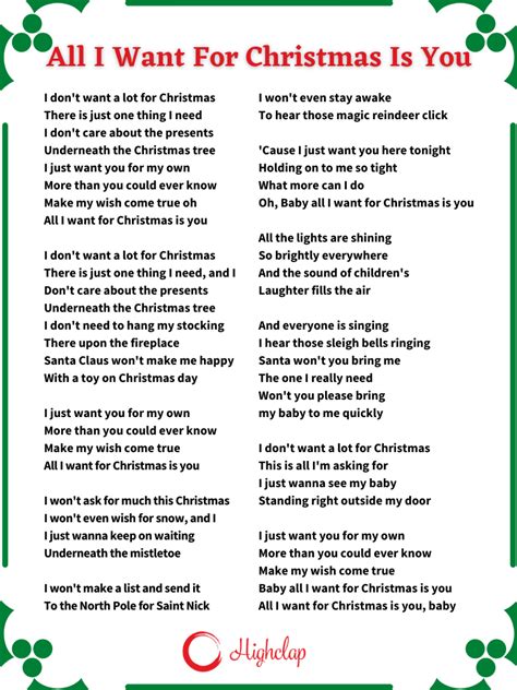 All I Want For Christmas Is You Lyrics- Merry Christmas | Mariah Carey ...