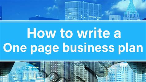 How to Write a One Page Business Plan for Your Own Business in 2023 - YouTube