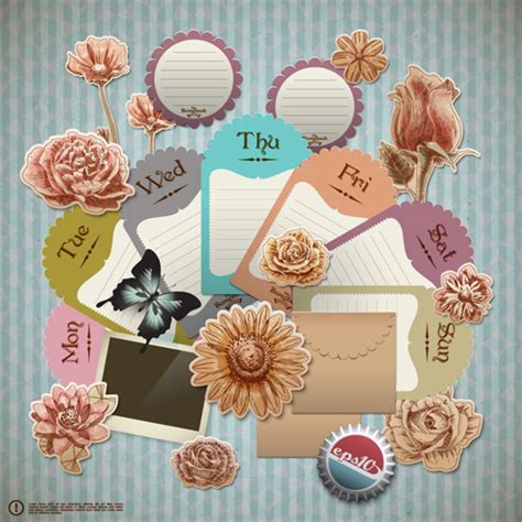 vintage scrapbook elements vector 02 free download