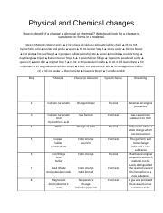 Physical and Chemical changes lab - Physical and Chemical changes How ...