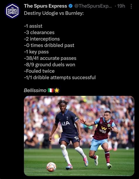 Destiny Udogie vs Burnley match stats 🔥 : r/coys