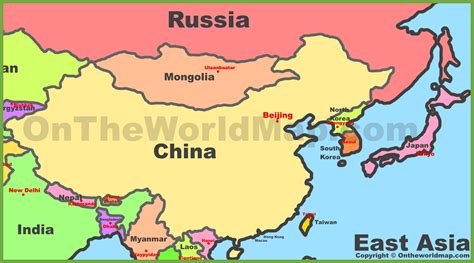 Map of East Asia - Ontheworldmap.com