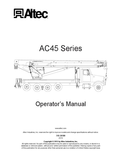 Altec AC45 Operators Manual | PDF | Crane (Machine) | Insulator (Electricity)