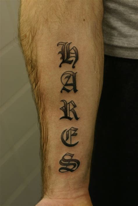 old english lettering shaded tattoo, forearm | Tattooed by J… | Flickr