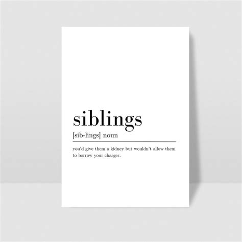 Siblings Definition Quote, Digital Download, Wall Art Print, INSTANT Download, Printable Wall ...