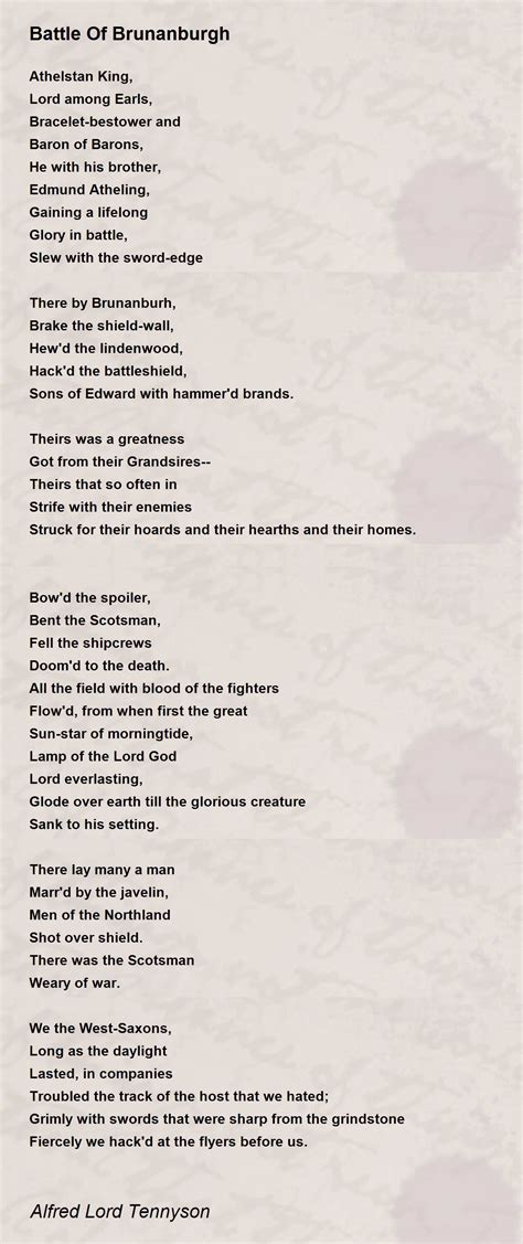 Battle Of Brunanburgh - Battle Of Brunanburgh Poem by Alfred Lord Tennyson