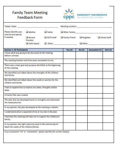 FREE 20+ Meeting Feedback Form Templates in PDF | MS Word