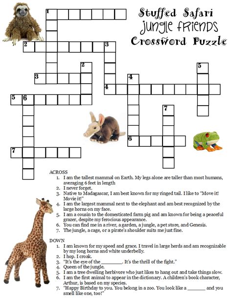 Here is a free jungle crossword puzzle. Compliments of stuffedsafari ...