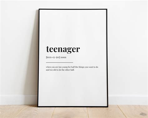 TEENAGER DEFINITION MEANING Printable Wall Art Son Gift - Etsy UK