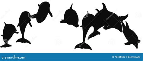 Group of dolphins jumping stock illustration. Illustration of jumping - 78484439