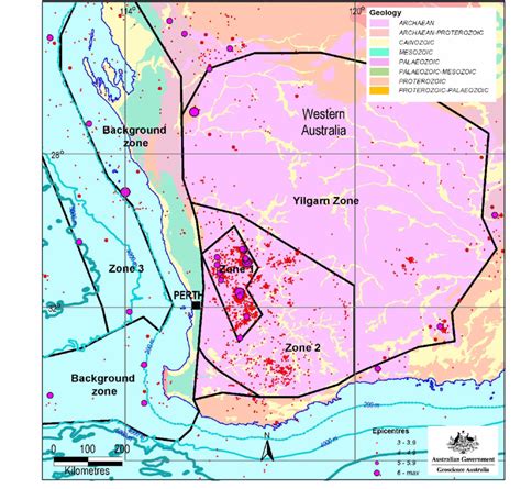 Earthquake source zones in south-west Western Australia. | Download Scientific Diagram