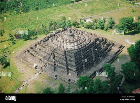 Aerial view of Borobudur (Buddhist) Temple, Java, Indonesia, Asia Stock ...