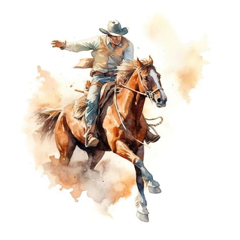 Premium AI Image | A painting of a cowboy riding a horse generative ai ...