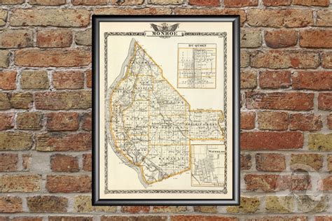 Vintage Monroe County IL Map 1876 Old Illinois Map | Etsy