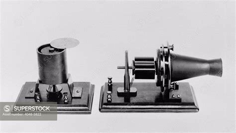 The first telephone developed and patented by Alexander Graham Bell in ...