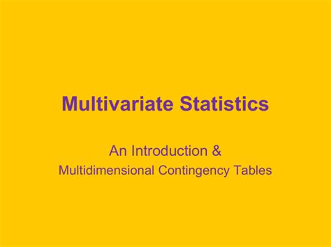 Multivariate Statistics