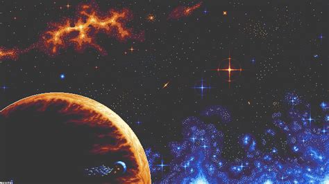 Pixel Art Skies Ablaze Digital Space Wallpaper, HD Artist 4K Wallpapers ...