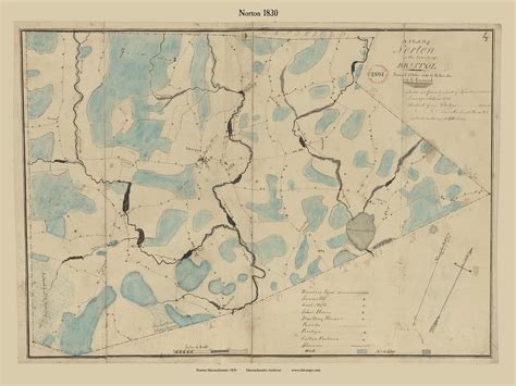 Norton, Massachusetts 1830 Old Town Map Reprint - Roads House Locations ...