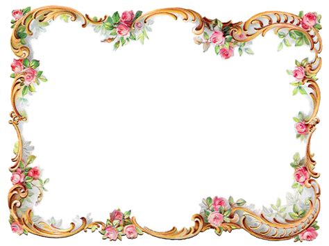 Antique Images: Royalty Free Flower Frame Pink Rose Shabby Chic Botanical Artwork Scrapbooking