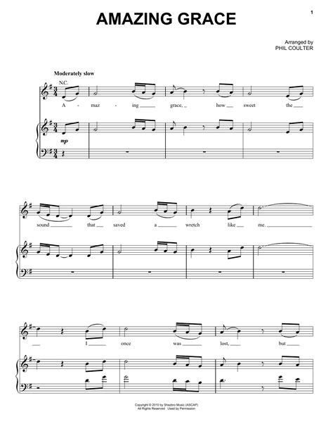 Amazing Grace by Celtic Thunder Sheet Music for Piano, Vocal & Guitar ...