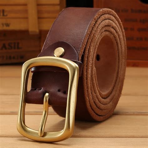 Solid Brass Buckle Full Grain Genuine Leather Belts | Jewelry Addicts