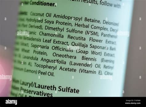 All-natural hair conditioner ingredient information Stock Photo - Alamy