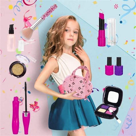 Pretend Play Makeup Kit for Girls Kids Fake Cosmetic Toys Kit Role Play Make Up Set Birthday ...