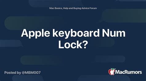 Apple keyboard Num Lock? | MacRumors Forums