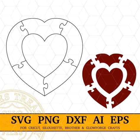 Heart Shape Puzzle Template - Etsy