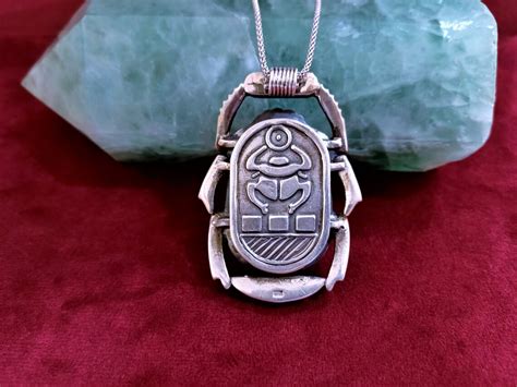 Large Scarab Necklace Big Scarab Sterling Silver Pendant | Etsy