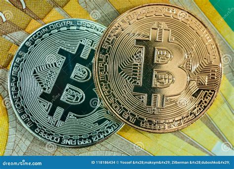 Bitcoins for Euro Euros To Bitcoins. Stock Photo - Image of background, metal: 118186434