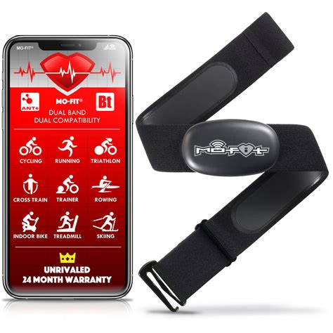 Mo-Fit Heart Rate Monitor Chest Strap for Garmin, Apple, Android, ANT+ ...