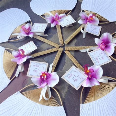 Colorful Orchid Paddle Fan for Beach Weddings