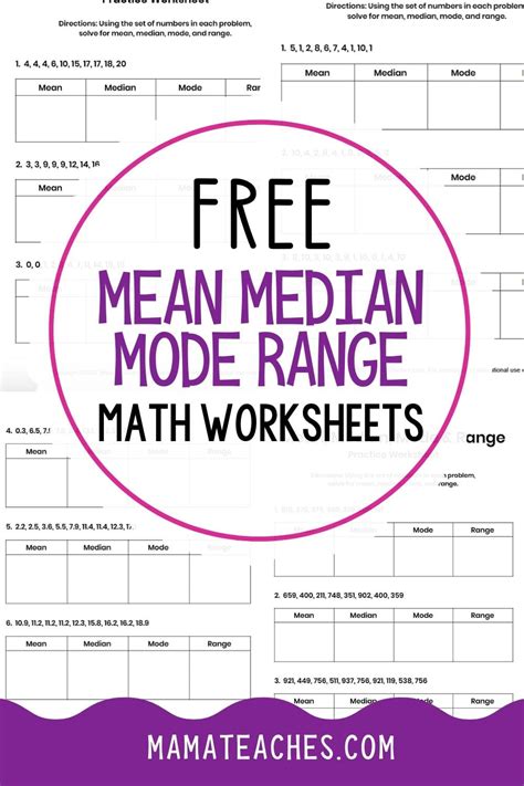 Mean Median Mode Range Worksheets {Free Printables} - Mama Teaches