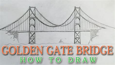 How to draw the Golden Gate Bridge EASY - San Francisco landmark - YouTube