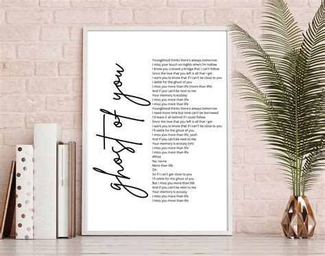 Ghost Song Lyrics DIGITAL DOWNLOAD ONLY Wall Art Poster Print Justin ...