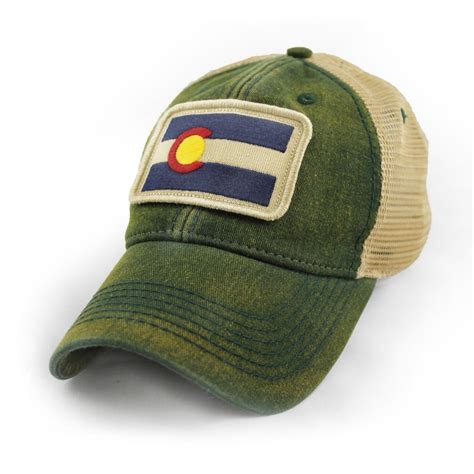 Colorado Flag Patch Trucker Hat Green by StateLegacyRevival