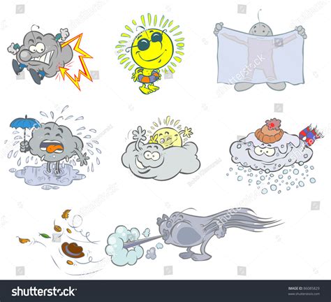 Cartoon Weather Characters Stock Vector 86085829 - Shutterstock