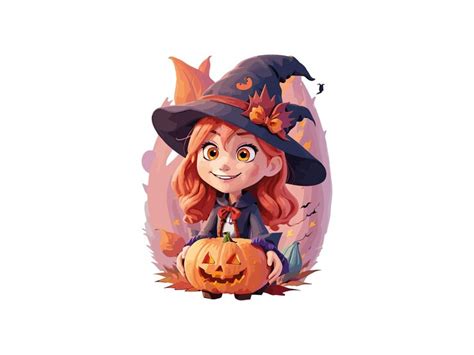 Premium Vector | 3d anime cute witch girl watercolor effect halloween ...