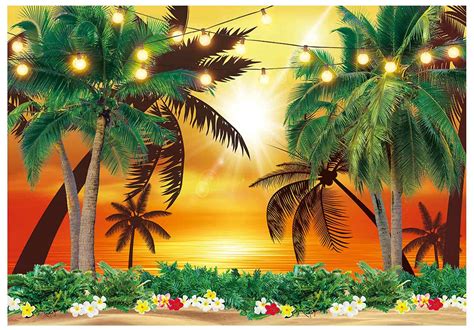 Buy Allenjoy 7x5ft Summer Sunset Backdrop Tropical Palm Tree Seaside Beach Scenery Background ...