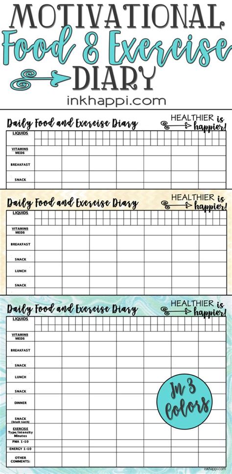 Motivational Food and Exercise Diary. Free printable! - inkhappi | Food ...