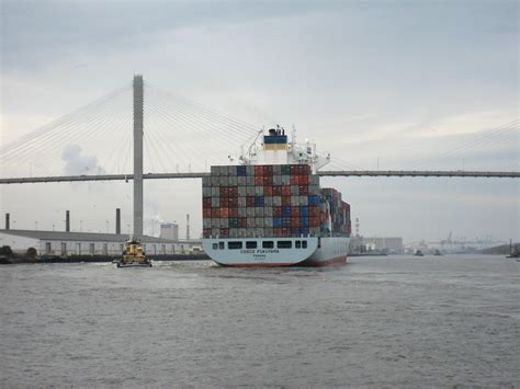 Cargo Ship & Bridge | Crazy huge cargo ship loaded with rail… | Cliff Dix | Flickr