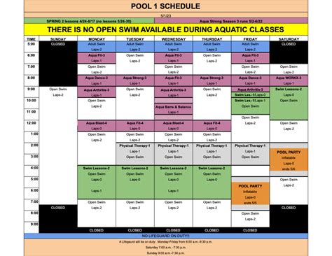 Pool Schedule