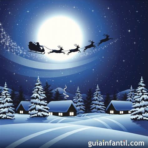 a night scene with santa's sleigh in the sky