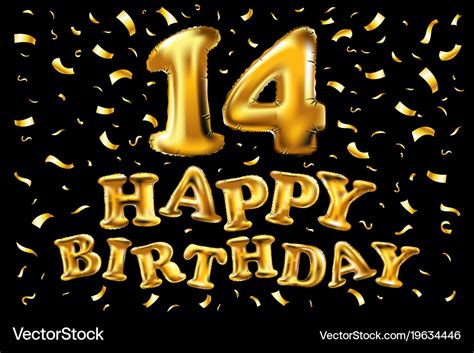 14th happy birthday logo beautiful greeting card Vector Image