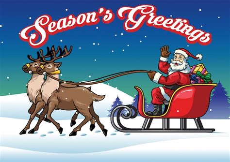 Santa riding snow sleigh Vector | Premium Download